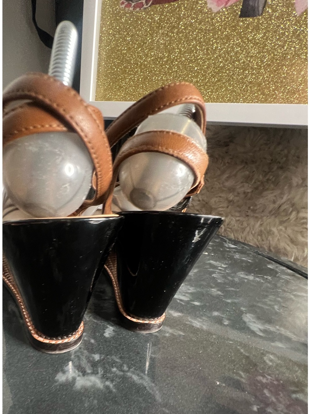 Cole Haan Capri High Wedge Heel Sandal Strap Slingback women Brown - Picture 3 of 10